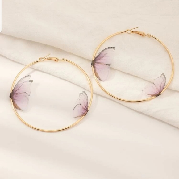 *Brianna* Butterfly Hoop Earrings - Picture 2 of 3